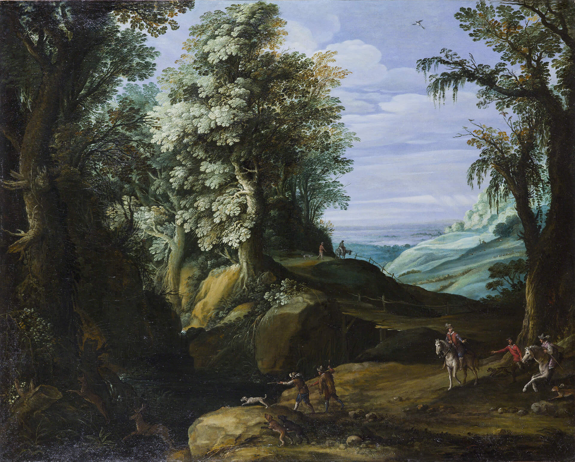 Landscape with deer hunting