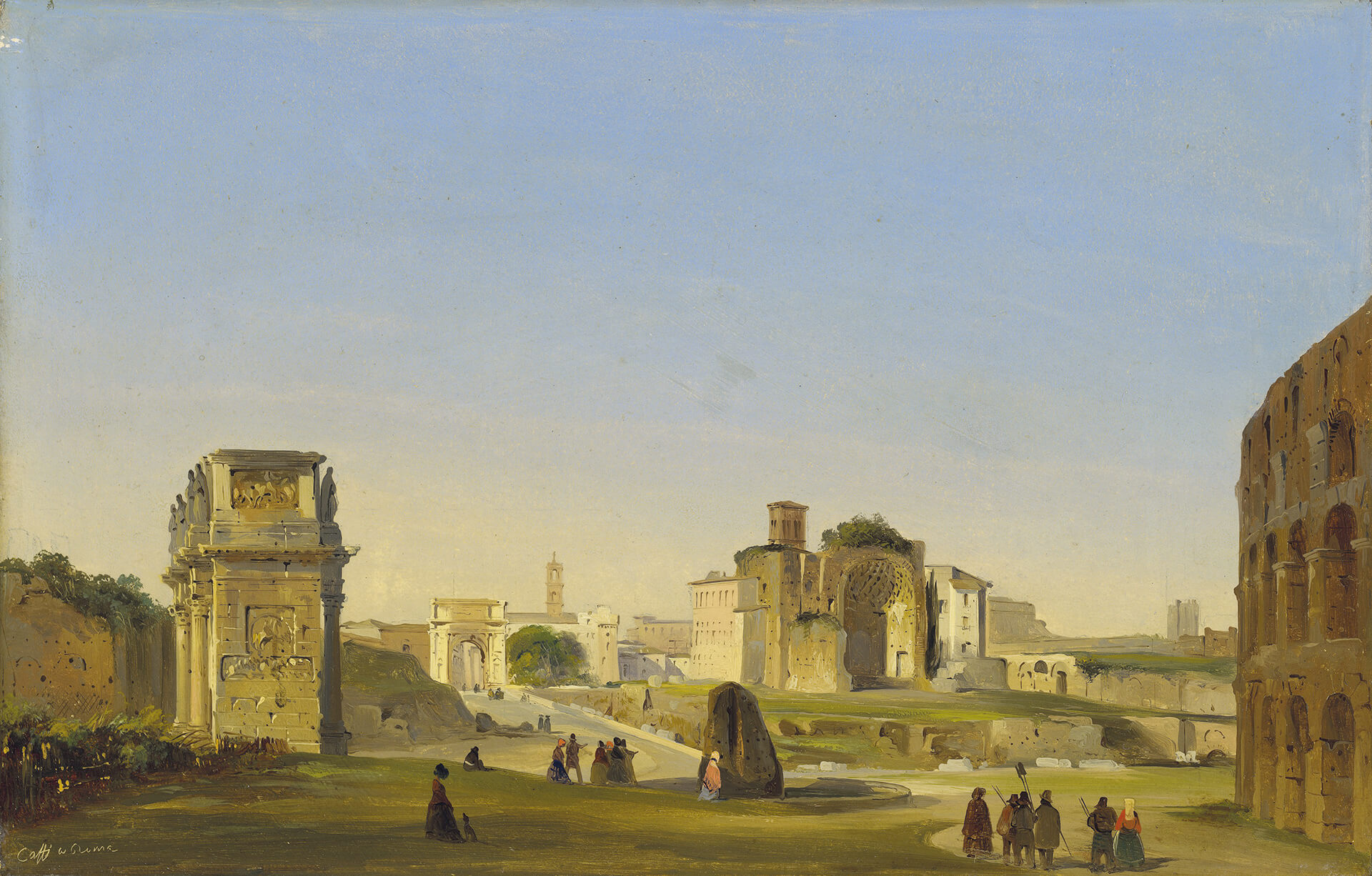 Rome, view of the Forum with the Arch of Constantine
