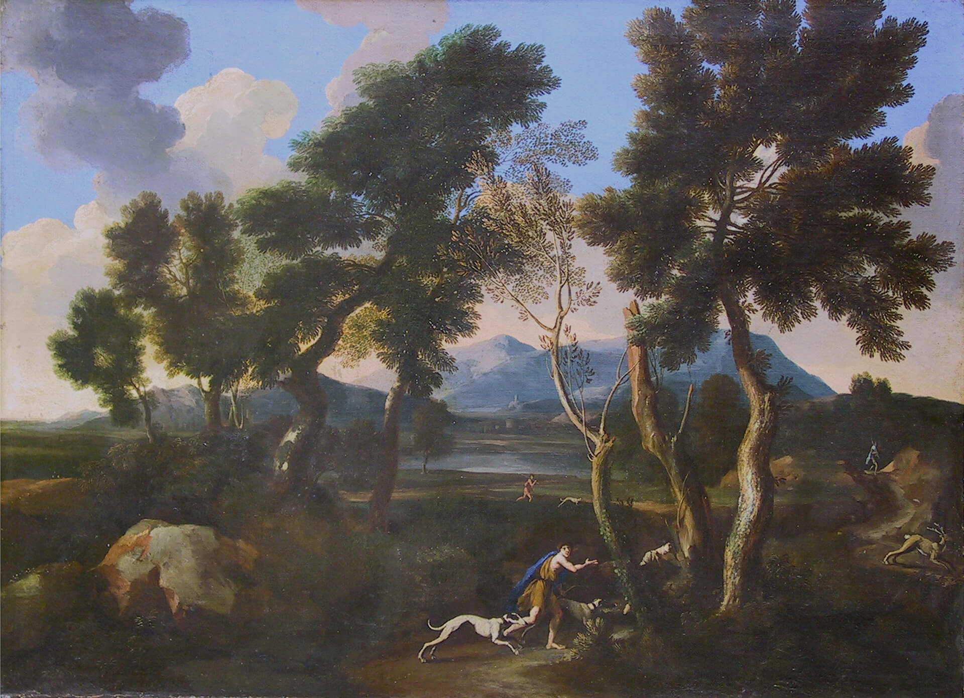 Landscape with a deer hunting scene