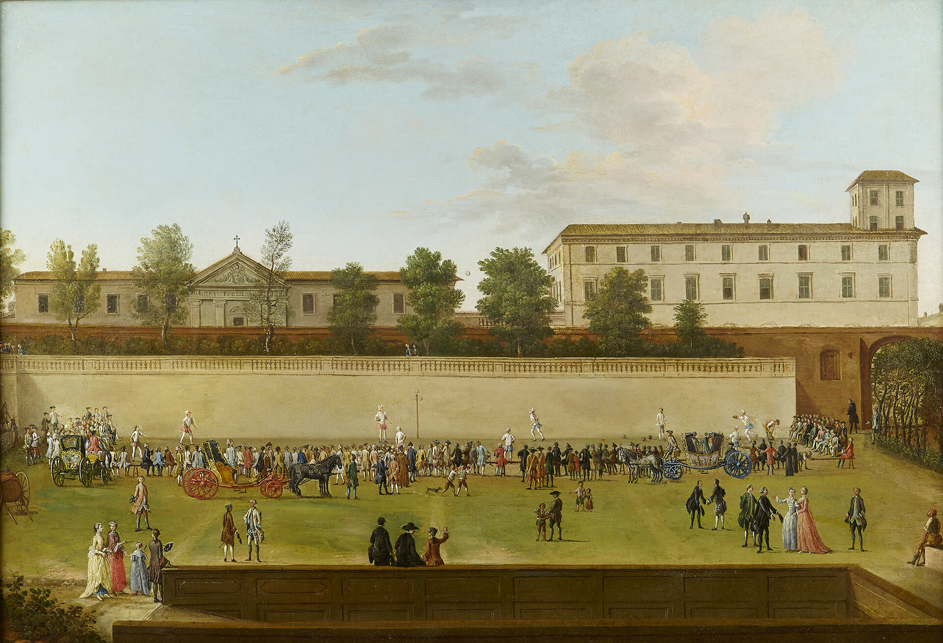 Rome, a game of ‘Palla a Bracciale’ in the gardens of Palazzo Barberini