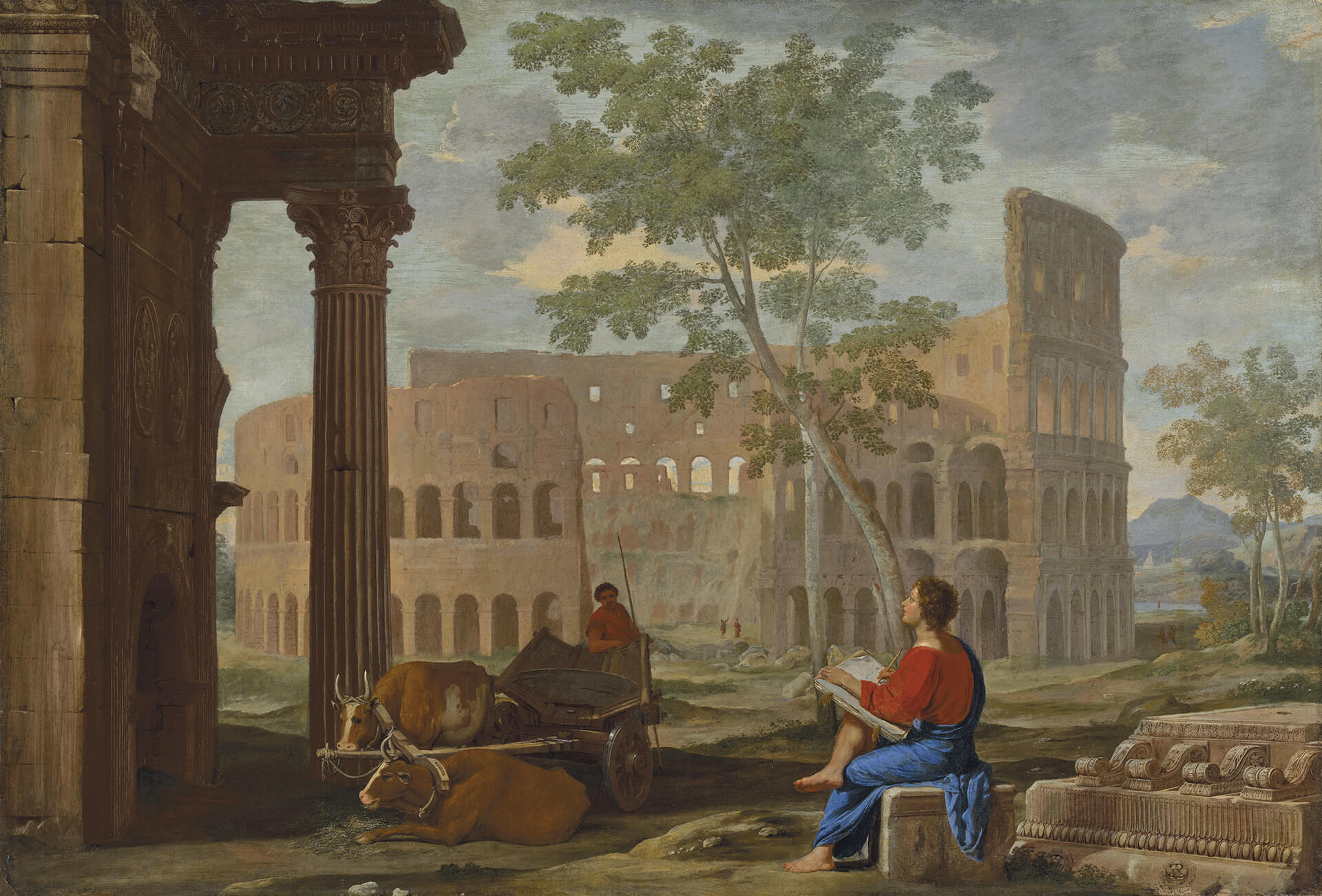 The Colosseum with an artist sketching